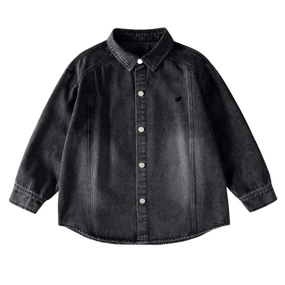 BFHHYA Kids Boys Denim Jackets Outwear Button Down Collar Shirts Fashion Long Sleeve Jean Jacket for Boys Size 4-15 Years