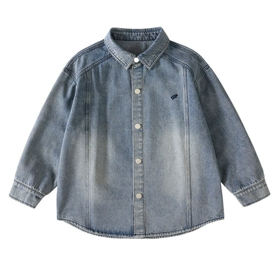 BFHHYA Kids Boys Denim Jackets Outwear Button Down Collar Shirts Fashion Long Sleeve Jean Jacket for Boys Size 4-15 Years