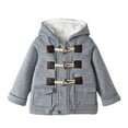 thumbnail image 1 of BFHHYA Kids Boys Girls Sherpa-Lined Jacket Zip-Up Hooded Casual Winter Coat Warm Outerwear with Horn Buttons, for Winter After-School Play (9-10Y), 1 of 5