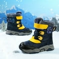 thumbnail image 1 of BFHHYA Kids' Boys Girls Sherpa-Lined Snow Boots Waterproof Warm Lace-Up Printed Boots Anti-Slip Mid-Calf Winter Shoes for Family Hikes, 1 of 4