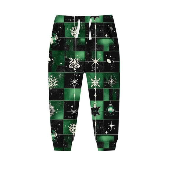 BFHHYA Kids' Christmas Printed Sweatpants Boys Girls Fleece Elastic-Waist Drawstring Cuffed Joggers Casual Sports Pants (2-13Y)