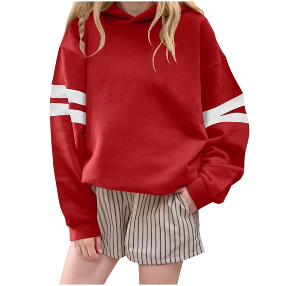 BFHHYA Kids Colorblock Crew Neck Sweatshirt Boys Girls Loose Long Sleeve Pullover Solid Color Casual Athletic Top for Fall Winter Lazy Weekends(3-14Y)