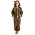 thumbnail image 1 of BFHHYA Kids' Fleece Onesie Sleepwear Sherpa Fuzzy Zip-Up Bear-Ear Hooded Jumpsuit Long Sleeve Lounge Romper Sleepwear with Pockets(5-15Y), 1 of 6
