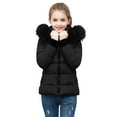thumbnail image 1 of BFHHYA Kids Furry Collar Hooded Puffer Jacket Boys Girls Zip-Up Thickened Casual Warm Outerwear with Zipper Pockets for Holiday Outings(5-14Y), 1 of 4