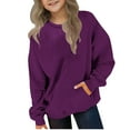 thumbnail image 1 of BFHHYA Kids Girls Boys Crew Neck Sweatshirt Long Sleeve Pullover Athletic Casual Basic Top with Pockets for Fall Daily Wear (2-12Y), 1 of 6