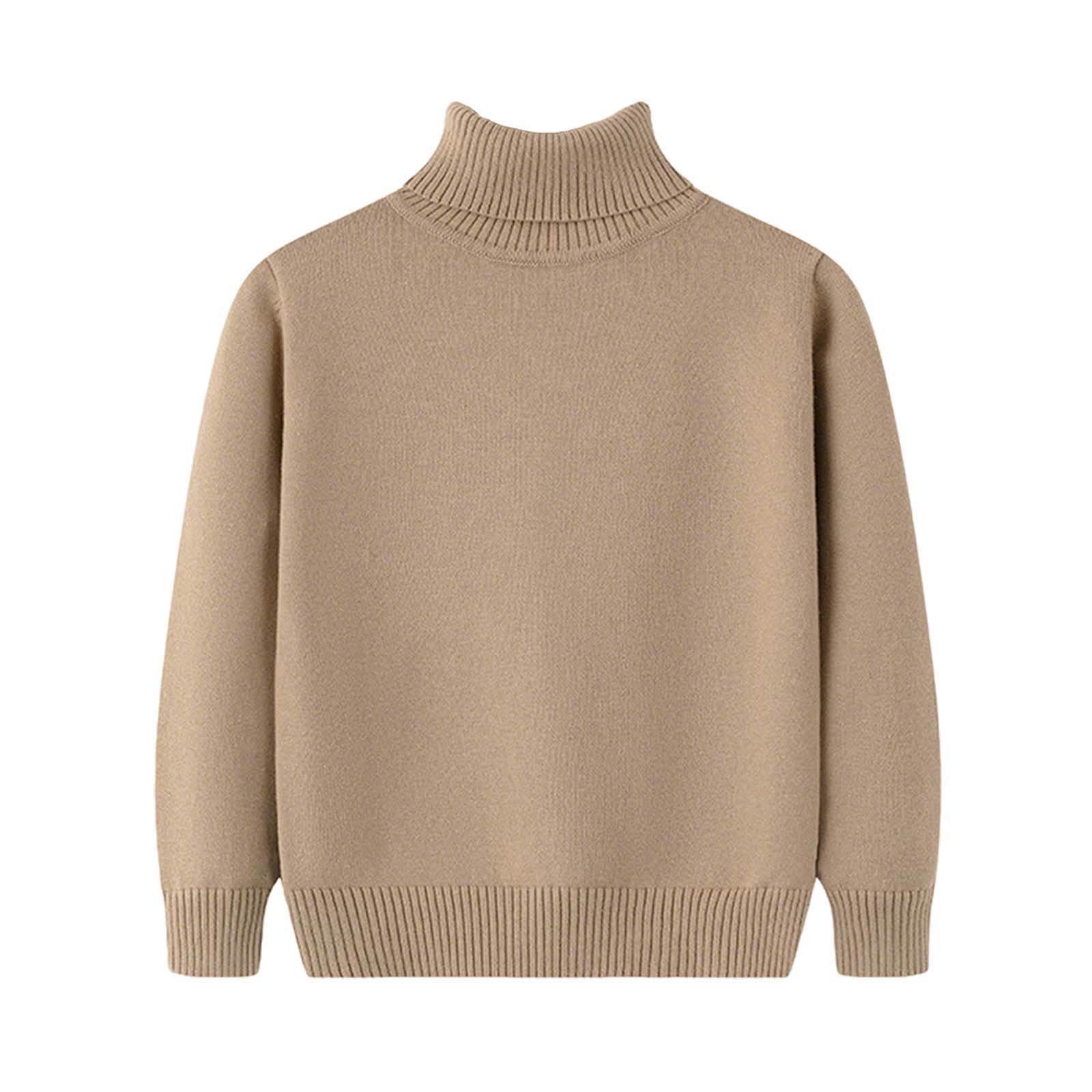 Kids Boys Turtleneck Sweater Solid Color Long Sleeve Outdoor Cotton