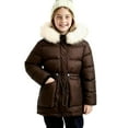 thumbnail image 1 of BFHHYA Kids Girls Lightweight Puffer Winter Jacket Furry Hooded Warm Puffy Coat with Drawstring Waist, for Weekend Outings(2-14Y), 1 of 6