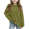 thumbnail image 1 of BFHHYA Kids Girls Ribbed Knit Hooded Sweatshirt Drop Shoulder Long Sleeve Pullover Casual Basic Top for Daily Commutes (4-14Y), 1 of 7