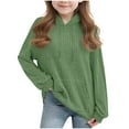 thumbnail image 1 of BFHHYA Kids Girls Ribbed Knit Hooded Sweatshirt Drop Shoulder Long Sleeve Pullover Casual Basic Top for Daily Commutes (4-14Y), 1 of 7