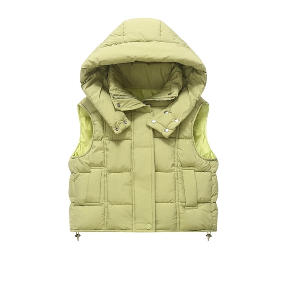 BFHHYA Kids' Hooded Puffer Vest Boys Girls Sleeveless Zip-Up Warm Coat Winter Outerwear Layer for School Runs & Weekend Outdoor Play, 5-13Y