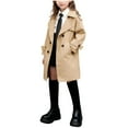 thumbnail image 1 of BFHHYA Kids' Lightweight Mid-Length Trench Coat Notch-Collar Double-Breasted Classic Jacket Fashion Casual Outerwear with Pockets for Boys & Girls(3-15Y), 1 of 9