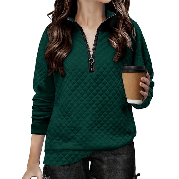 BFHHYA Kids' Waffle Knit Sweatshirt Half-Zip Mock Neck Pullover Casual Long Sleeve Top for Outdoor Play & School Runs(4-15Y)