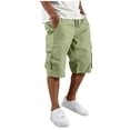 thumbnail image 1 of BFHHYA Mens Cargo Capri Pants Casual Drawstring Elastic Waist Pants Fashion Solid Cargo Pants with Multi Pockets, 1 of 5