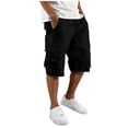thumbnail image 1 of BFHHYA Mens Cargo Capri Pants Casual Drawstring Elastic Waist Pants Fashion Solid Cargo Pants with Multi Pockets, 1 of 5