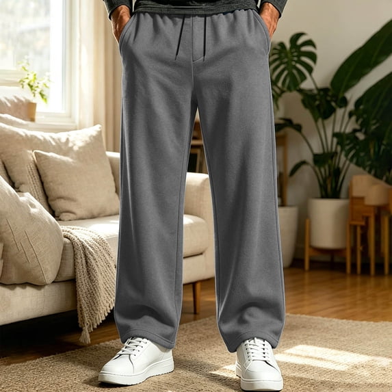 BFHHYA Mens Sweatpants Straight Leg Drawstring Elastic Waist Sweatpants Fall Casual Athletic Jogger Pants with Side Pockets