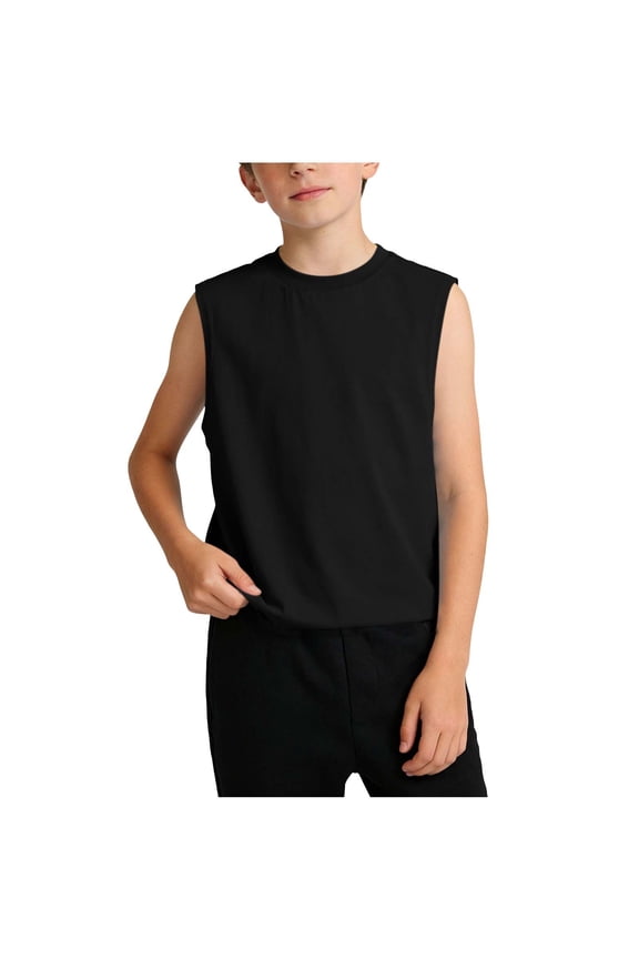 Teen Boys Cotton Tank Tops Casual Round Neck Sleeveless Shirts Basic Soft Undershirt for Youth Boys Size 2-13 Years
