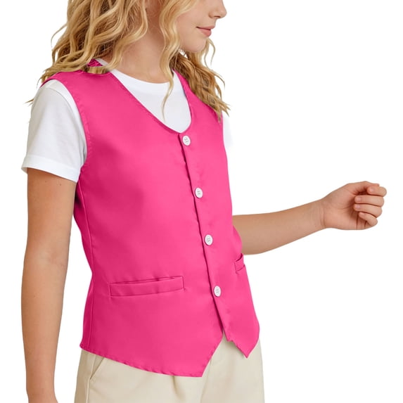BFHHYA Teens Volunteer Activity Vest Button Down Sleeveless Waistcoat Boys Girls Casual Uniform Tops Unisex Ages 3-12 Years