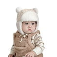 thumbnail image 1 of BFHHYA Toddler Baby Fleece Lined Winter Hat Ear Flap Beanies Cap for Boys Girls Winter Trooper Cap Unisex Kids Trapper Hat with Pom 3-5Y, 1 of 6