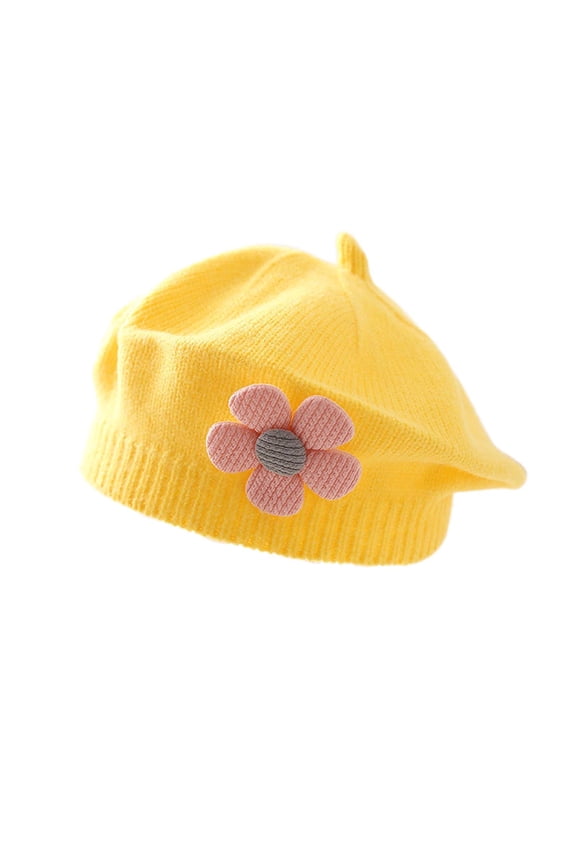 Toddler Baby Infant Beret Hat Little Girls Boys Winter Knitted Beanie Cap with Cute Flower for 3M-4Years