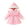 thumbnail image 1 of BFHHYA Toddler Girls Christmas Fleece-Lined Coat - Hooded Zip-Up Flutter Sleeves Jacket Ruffles Fall/Winter Outerwear for Holiday Photo Shoots (6M-3Y), 1 of 9