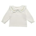 thumbnail image 1 of BFHHYA Toddler Girls' Peter Pan Collar Long Sleeve Top Cotton Embroidered Thermal Shirt Base Layer for Indoor Wear & Daily Matching (6M-3Y), 1 of 5