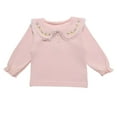 thumbnail image 1 of BFHHYA Toddler Girls' Peter Pan Collar Long Sleeve Top Cotton Embroidered Thermal Shirt Base Layer for Indoor Wear & Daily Matching (6M-3Y), 1 of 5