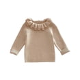 thumbnail image 1 of BFHHYA Toddler Girls' Ruffled Knit Long Sleeve Top Crewneck Thermal Shirt Fall Winter Base Layer for Indoor Wear & Daily Matching(6M-5Y), 1 of 5
