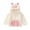 thumbnail image 1 of BFHHYA Toddlers Girls Boys Fuzzy Fleece Hooded Jacket Zip-Up Cartoon Cute Jacket Warm Soft Outerwear for Indoor Play & Short Neighborhood Runs(0-3Y), 1 of 9