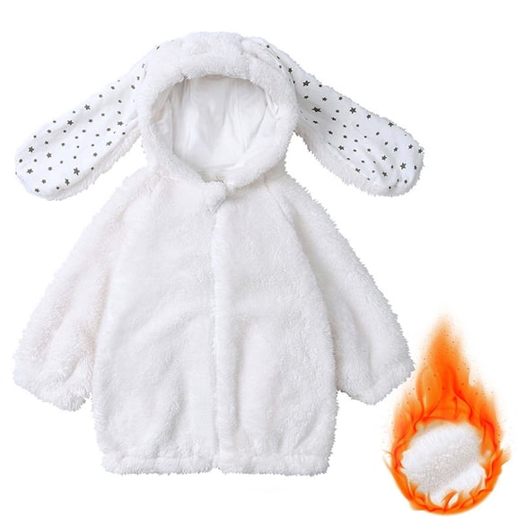 BFHHYA Toddlers Kids Bunny Ear Hooded Fleece Jacket Boys Girls Fuzzy Fall Winter Cute Full Zip Coat Outerwear with Pockets for Playdates(12Months-8Y)