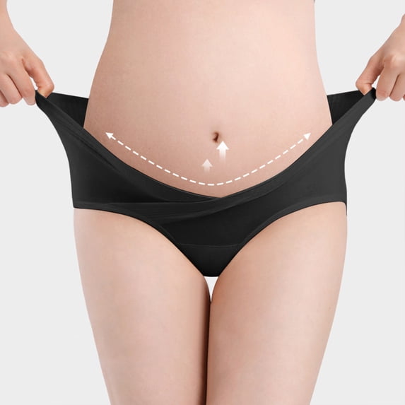 BFHHYA Women's Cotton Maternity Plus Size Underwear Pregnancy Low-Waist Panties Soild Color Support Underpants for Prenatal Woman