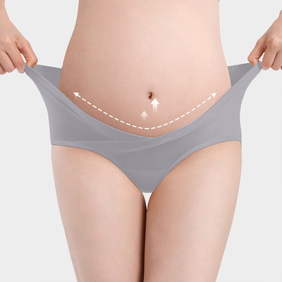 BFHHYA Women's Cotton Maternity Plus Size Underwear Pregnancy Low-Waist Panties Soild Color Support Underpants for Prenatal Woman