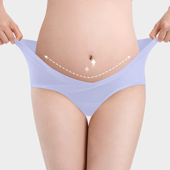 BFHHYA Women's Cotton Maternity Plus Size Underwear Pregnancy Low-Waist Panties Soild Color Support Underpants for Prenatal Woman