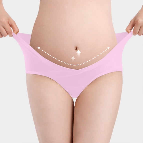 BFHHYA Women's Cotton Maternity Plus Size Underwear Pregnancy Low-Waist Panties Soild Color Support Underpants for Prenatal Woman