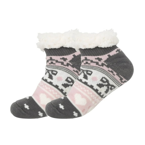 BFHHYA Women's Sherpa Fuzzy Christmas Slipper Socks Printed Fleece-Lined Floor Ankle Socks Warm Winter Floor Socks for Night Relaxation