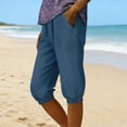 thumbnail image 1 of BFHHYA Womens Capri Pants Elastic Waist Denim Pant Summer Trendy Stretch Pull on Jean Capris with Pockets & Drawstring, 1 of 5