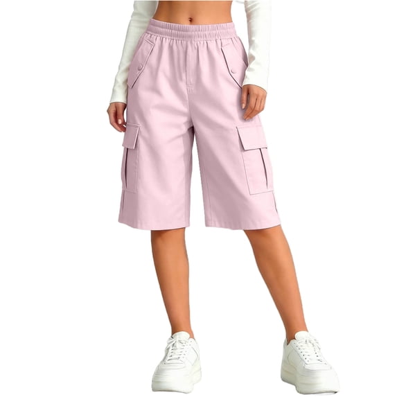 BFHHYA Youth Boys Girls Cargo Shorts Ice Silk Elastic Waist Baggy Bermuda Shorts Casual Hiking Short Size 4-15 Years