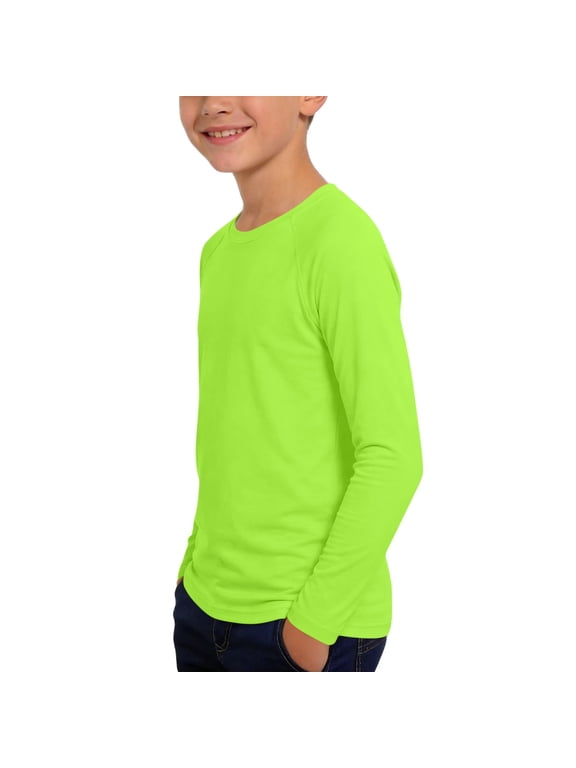 Youth Quick Dry Shirts UPF 50+ Sun Protection Long Sleeve Crew Neck Tops Boys & Girls Lightweight Athletic T-Shirts 5-14 Y