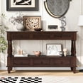 thumbnail image 1 of BFJDM 54" Solid Wood Farmhouse Console Table, Espresso with 6 Drawers Storage Shelf for Living Room Hallway, 1 of 12