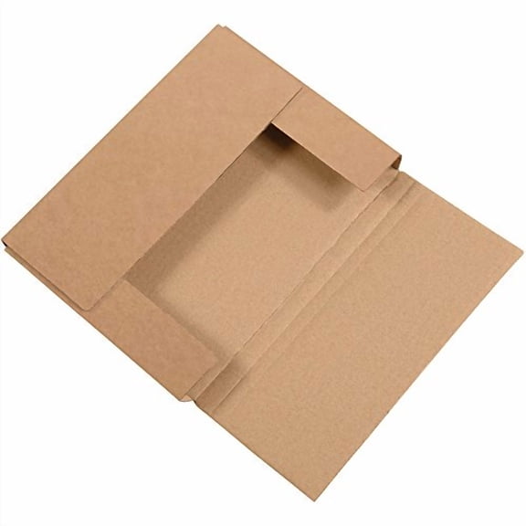 BFM1181K Corrugated Cardboard Easy-Fold Mailers, 11 1/8 x 8 5/8 x 1 Inches, Fold Over Mailers, Adjustable Die-Cut Shipping Boxes, Multi-Depth, Large Kraft Mailing Boxes (Pack of 50)$$Office