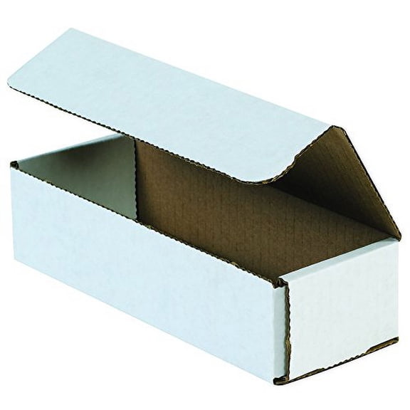 BFM832 Corrugated Cardboard Mailers, 8 x 3 x 2 Inches, Tuck Top One-Piece, Die-Cut Shipping Cartons, Medium White Mailing Boxes (Pack of 50)$$Office