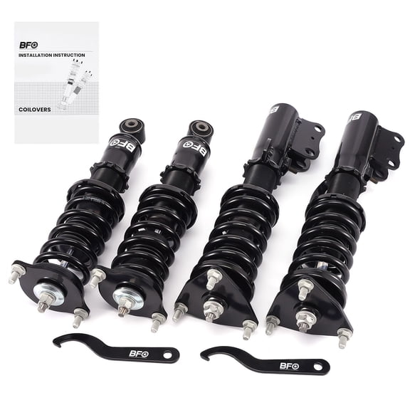 BFO Adjustable Coilover Lowering Suspension Kit for Mitsubishi Lancer 2008-2016 & Outlander Sport 2011-2020, 1-3 Inch Drop, Front & Rear, SKU 23896054, Black Steel & Aluminum