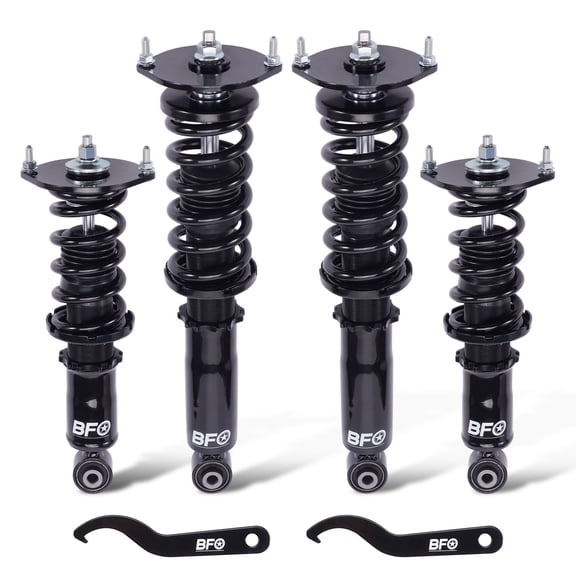 BFO Adjustable Coilovers Suspension Kit for Mazda Miata MX5 NA NB 1989-2005 - Lowering 25-75mm - Black w/ Steel Mounts - SKU: 65202624