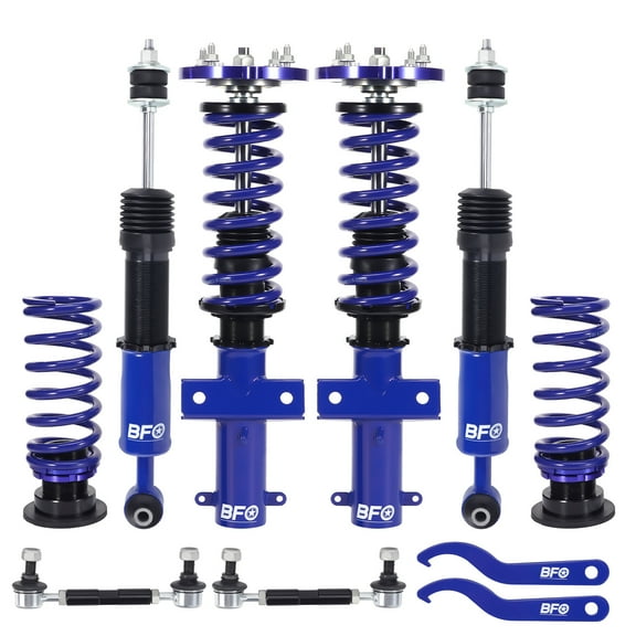 BFO Coilovers for Ford Mustang 2005-2014 GT S-197, Height Adjustable Coilovers Suspension Kit, Preset Damping Shock Absorber Struts, Lowering Kit Blue