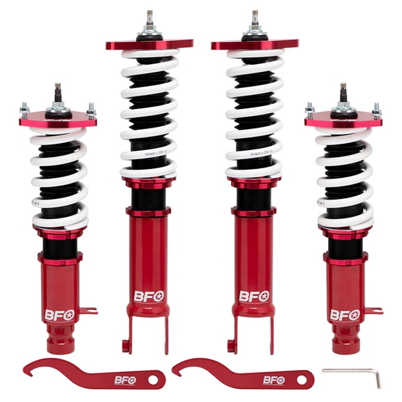 BFO Coilovers for Infiniti M35x M45x 2006-2010 AWD, for Infiniti G35x 2003-2008 AWD, for Infiniti G37x 2008-2013 AWD, 24 Levels Damper Adjustable Coilovers, Height Adjustable Lowering Kit, Red