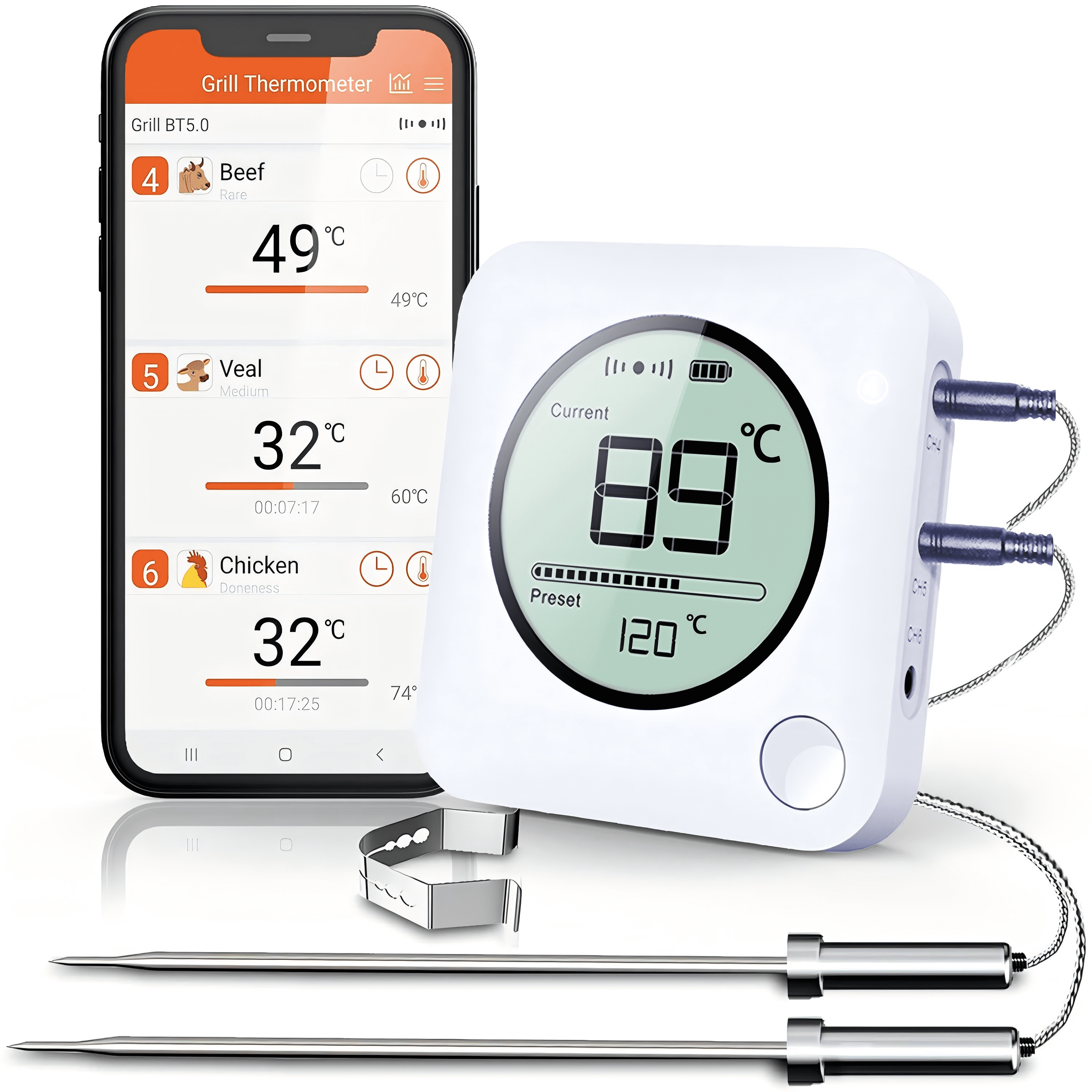 Probes Nutrichef Bluetooth Wireless Bbq Thermometer Meat