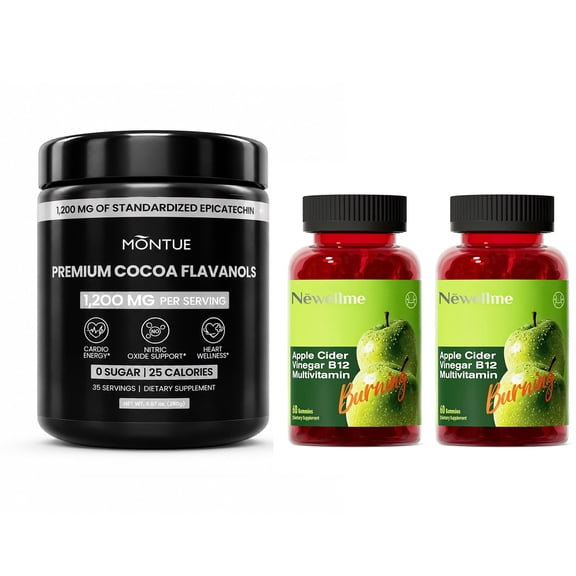BFQN High Flavanol Cocoa Powder  Apple Cider Vinegar Gummies, 120 Gummies