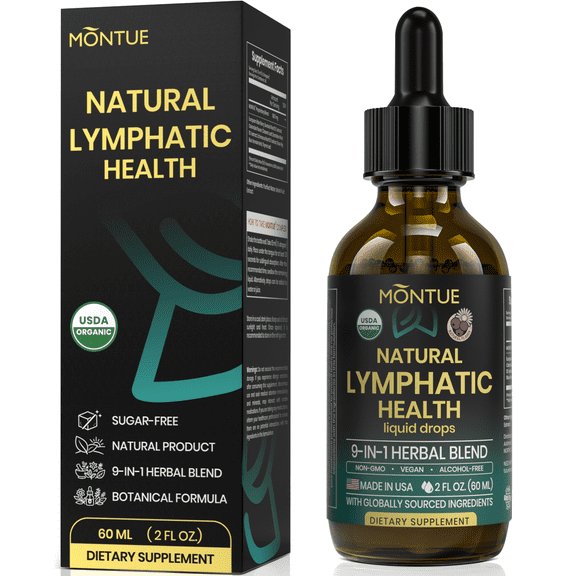 BFQN Lymphatic Drainage Drops  9-In-1 Organic Herbal Blend with Echinacea, Elderberry, Dandelion & Burdock, Immune Support & Detox, 2 fl oz