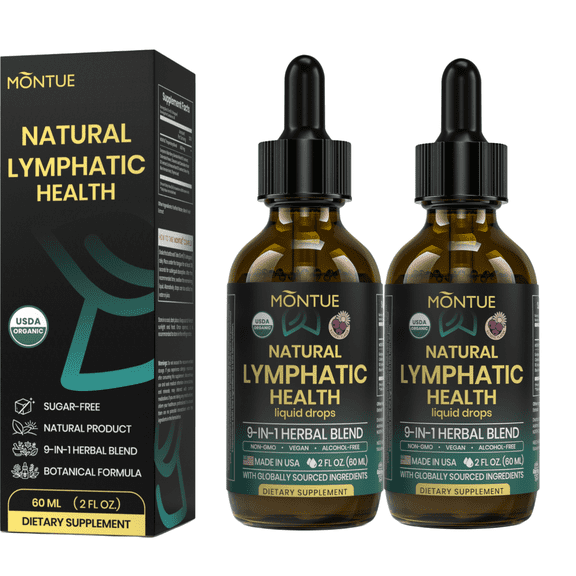 BFQN Lymphatic Drainage Drops 9-In-1 Organic Herbal Blend with Echinacea, Elderberry, Dandelion & Burdock, Immune Support & Detox, 2 fl oz