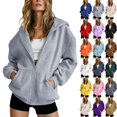 thumbnail image 1 of BFRGSIJ Full Zip Up Hoodie for Women Drawstring Hooded Sweatshirt Lightweight Casual Fall Winter Jacket with Pocket M, 1 of 5