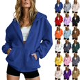 thumbnail image 1 of BFRGSIJ Full Zip Up Hoodie for Women Drawstring Hooded Sweatshirt Lightweight Casual Fall Winter Jacket with Pocket M, 1 of 5